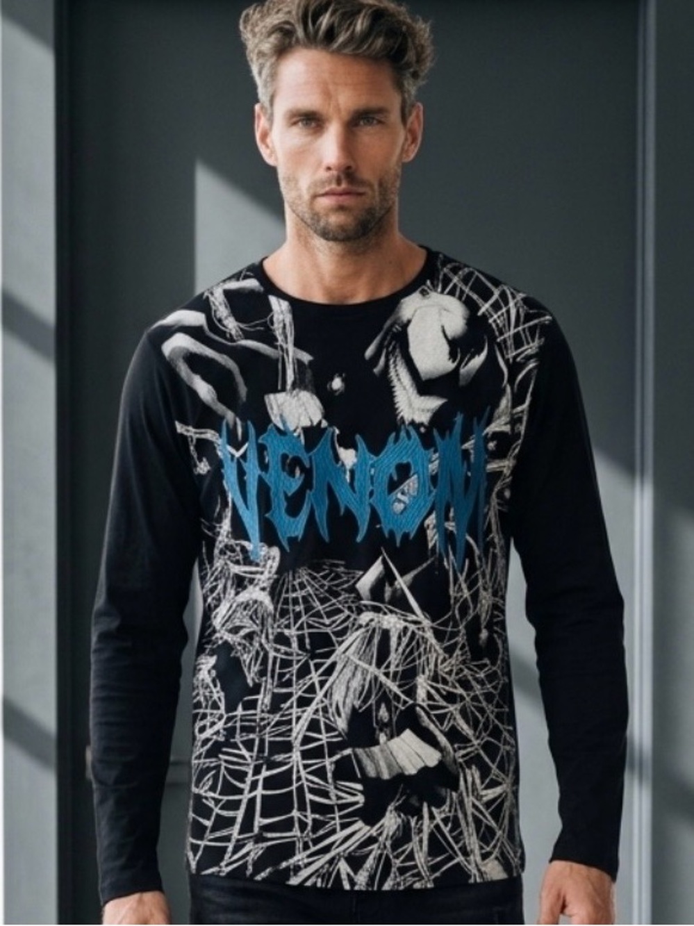 Rare Venom Graphic Tee with Embroidered Appliqué by Mad Engine